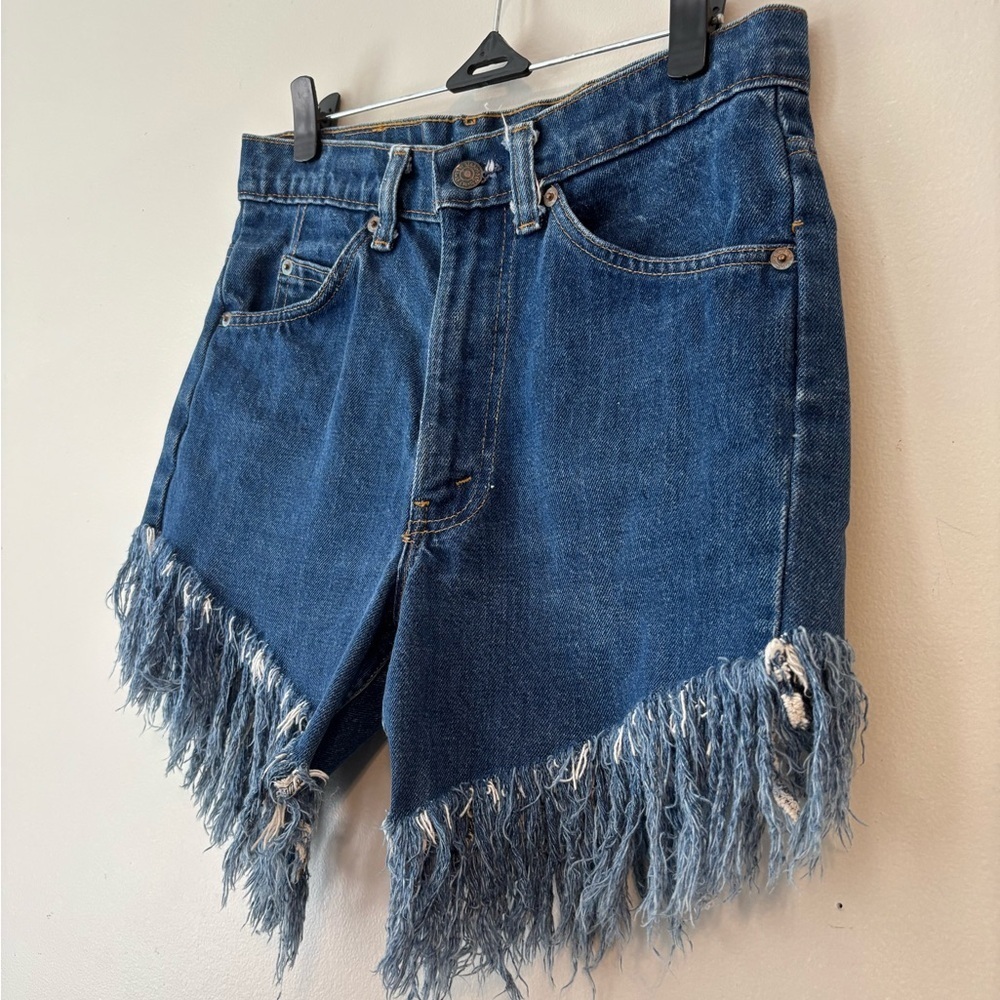 60's-80's Vintage Boho Western Denim Levis Orange Tab 30/34 Mom Shorts XS Small - Picture 3 of 10